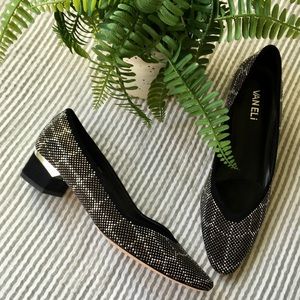 VanEli Metallic Stud Suede Narrow Pumps Low Heel